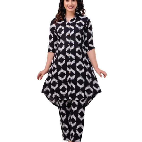 Women’s Printed Black Cord-Set Kurta