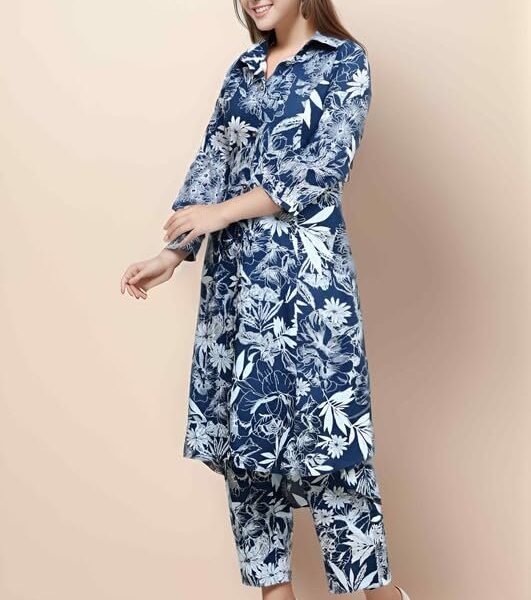 Women’s Co-ord Set Cotton Collared Kurta